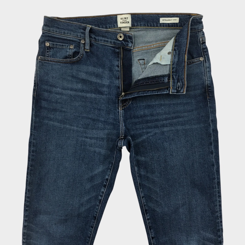 Flint and Tinder Straight Fit Jeans Mens 32x32 Dark Wash Blue Denim Made in USA